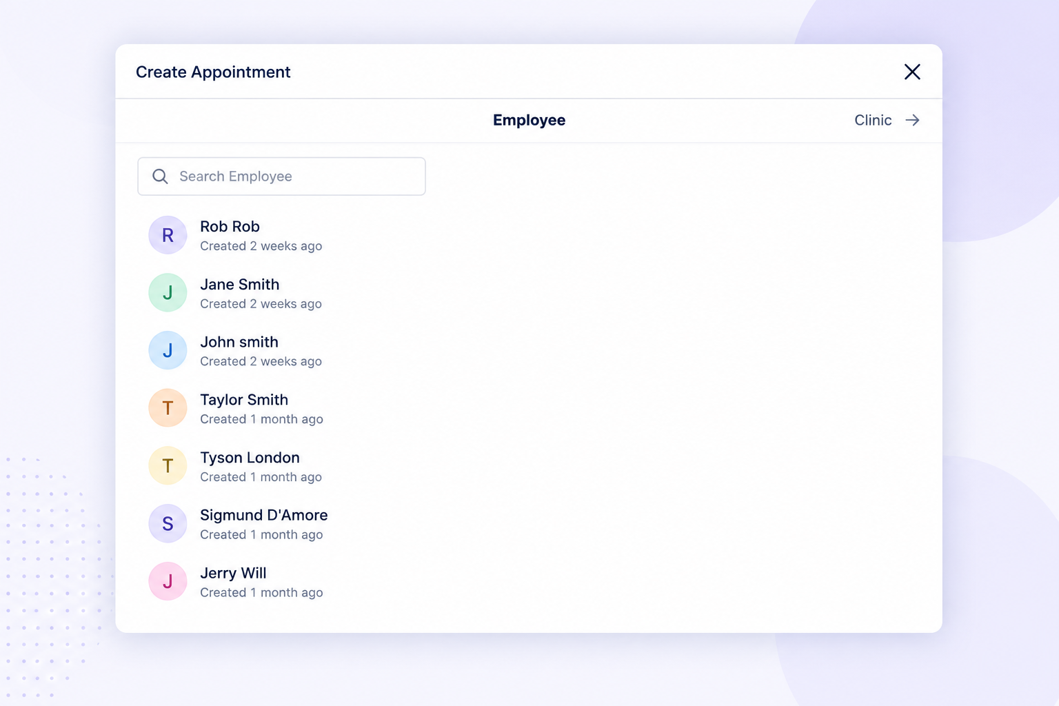 OccuHealthSoft third-party administrator appointment booking interface